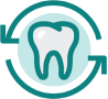 An illustration of a tooth inside a circle with arrows circling around it